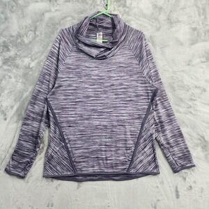 C9 Champion Top Womens L Purple Space Dye Cowl Neck Fleece Lined Pullover Casual